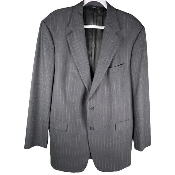 Brooks Brothers 346 Stretch Pinstripe grey Wool Sport Coat Blazer Mens Size 46L - Picture 2 of 9